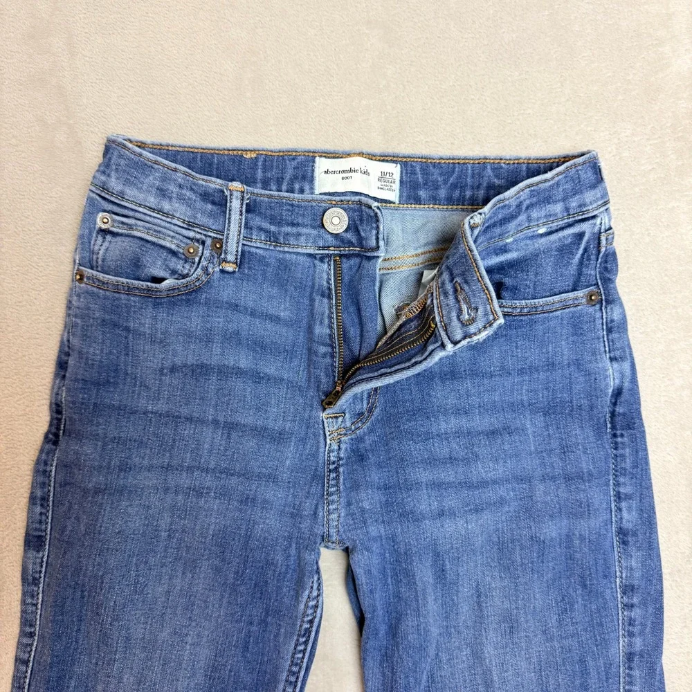 Abercrombie Kids Bootcut Jeans Girls 11/12 Blue Medium Wash Stretch Y2K Casual